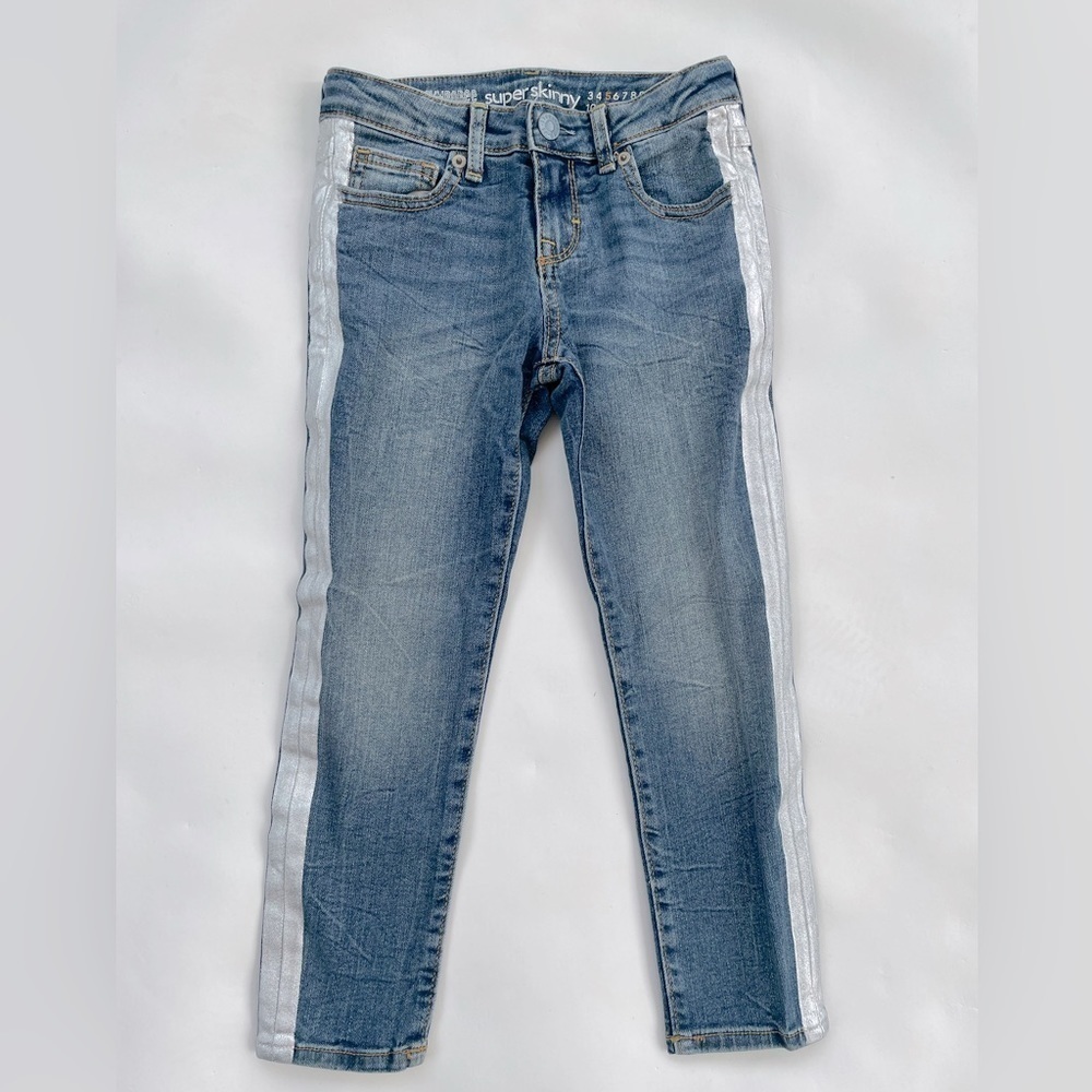 Gymboree Girls Silver Striped Skinny Jeans Size 5 New with Tags NWT